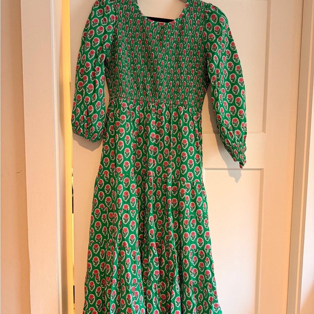 Chic Long Sleeve Floral Dress in Green